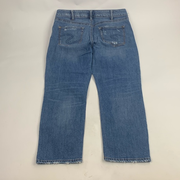 Silver Jeans Avery Slim Crop Size 31 Stretch Medium wash denim distressed NWOT - Picture 2 of 14